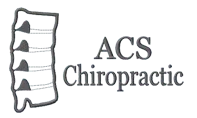 Logo for ACS Chiropractic: Spine illustration with the text "ACS Chiropractic" in gray.