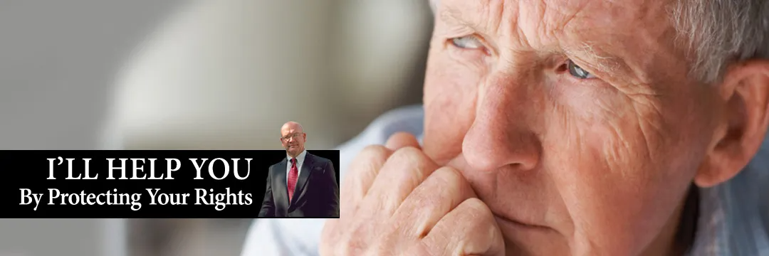 An older man looks distressed, with hand at his mouth. Text: 