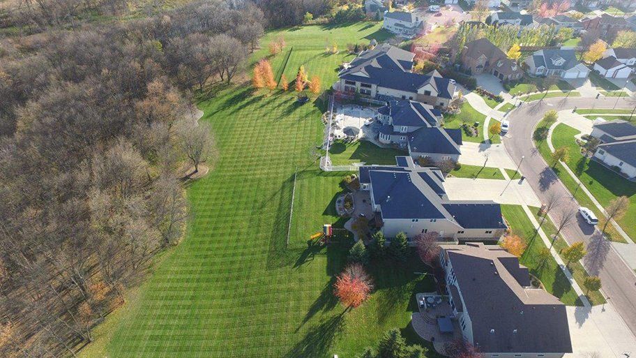 Big house and lawn grass