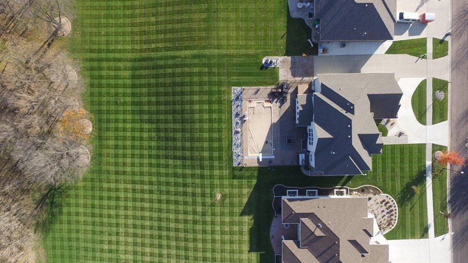Big house and lawn grass