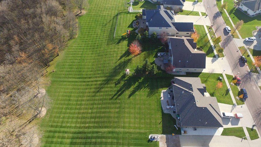 Big house and lawn grass