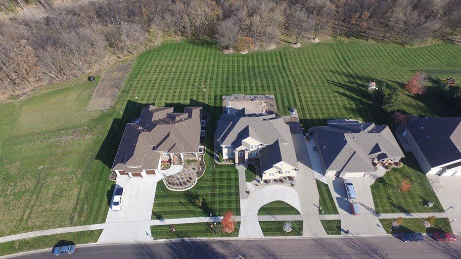 Big house and lawn grass