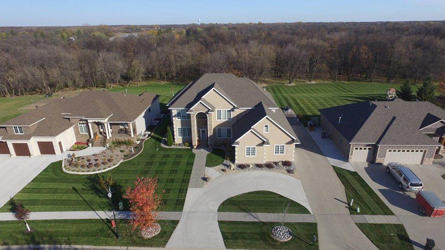 Big house and lawn grass