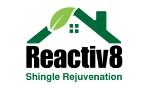 A logo for reactive8 shingle rejuvenation