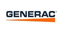 Generac logo in dark blue with an orange underline on a white background