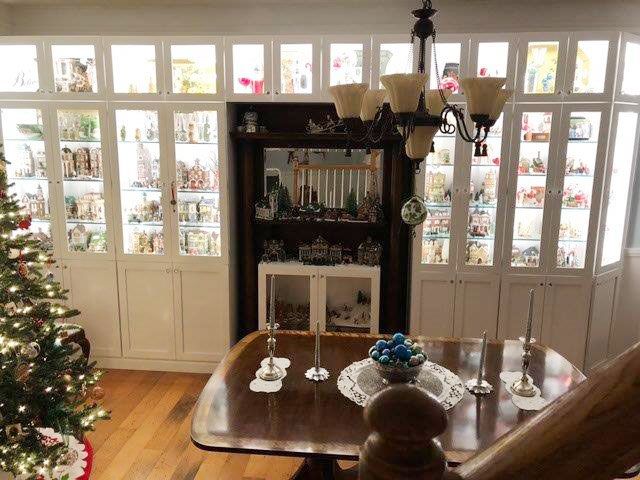 Table with cabinet at the background