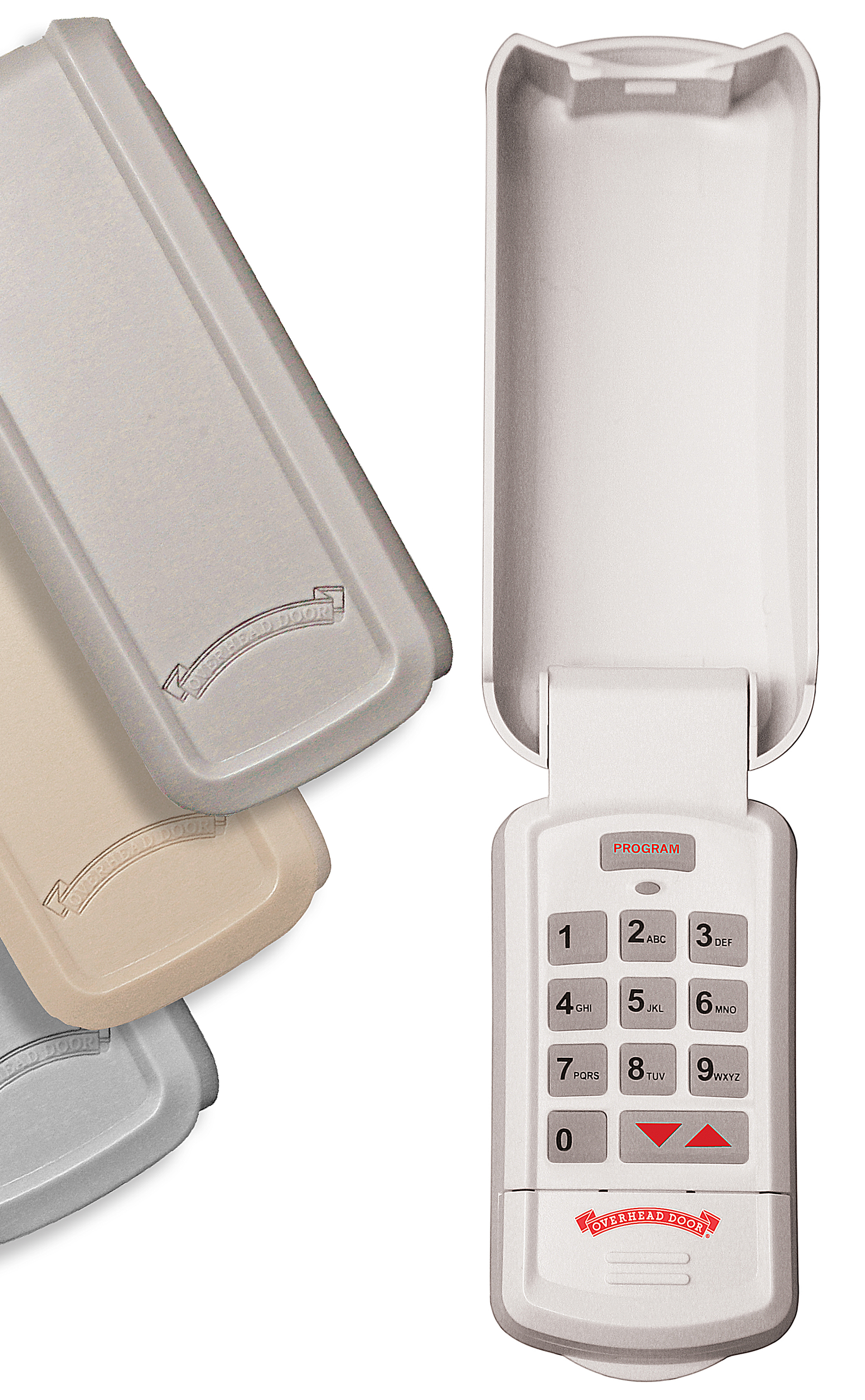 A white remote control is sitting next to a gray remote control