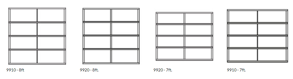 Four different types of shelves are shown on a white background.