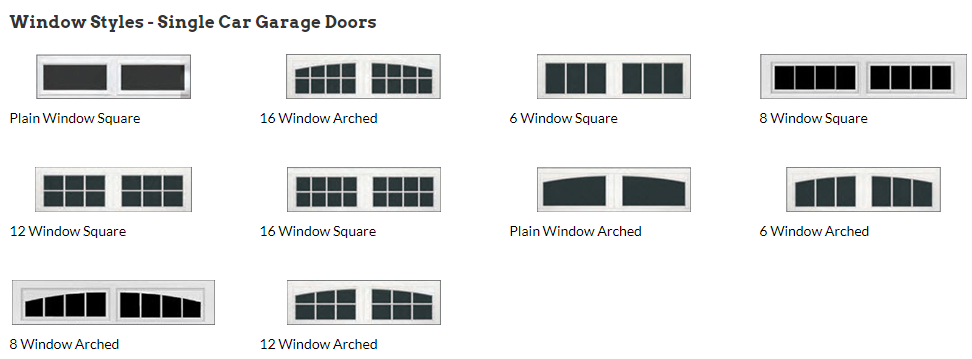 There are many different types of window styles for single car garage doors.