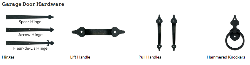 A picture of different types of garage door hardware