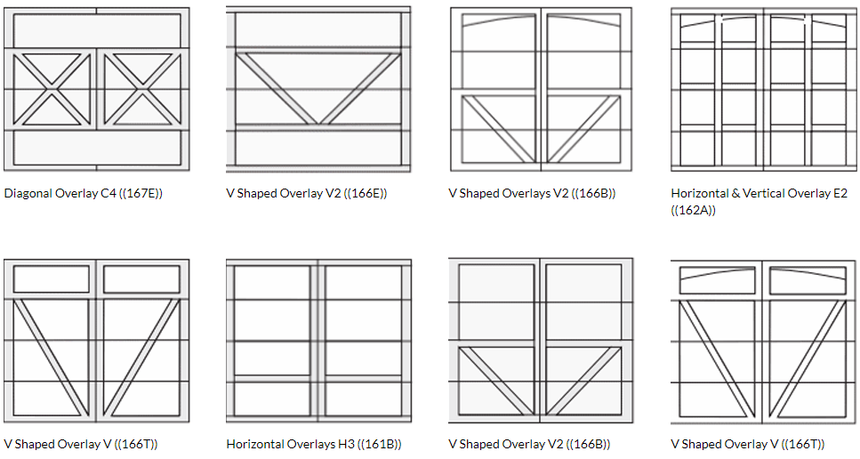 A set of drawings of different types of windows on a white background.