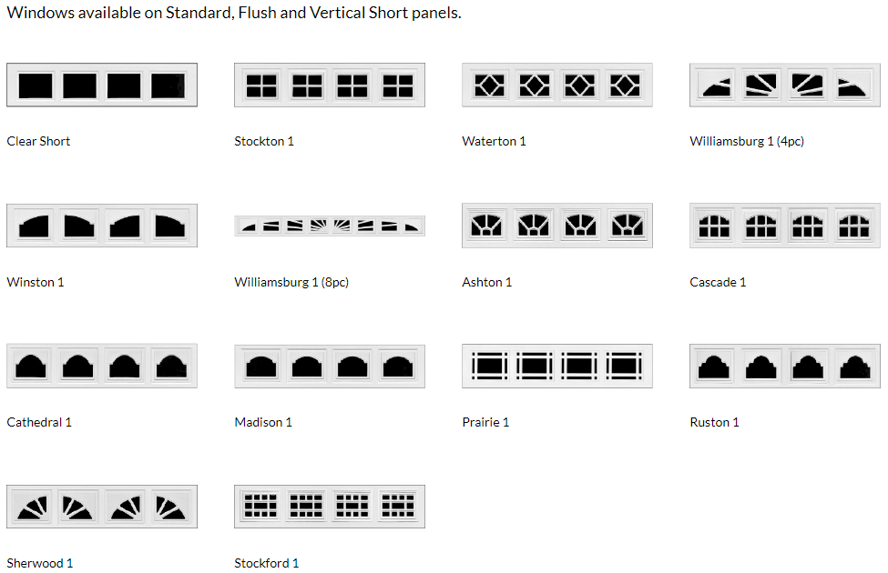 A bunch of different types of windows on a white background