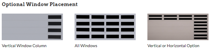 Three different types of window placement are shown on a white background