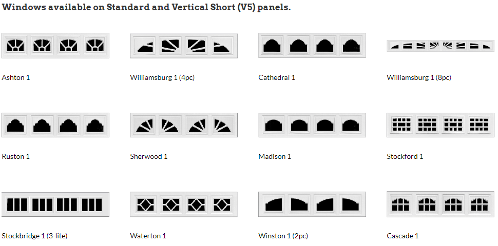 A bunch of different types of windows are shown on a white background