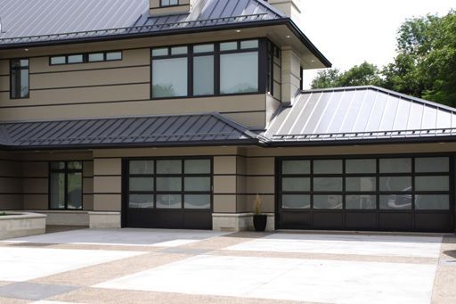 Modern aluminum garage door