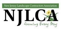 Logo for the New Jersey Landscape Contractors Association, featuring black text, green accents, and a floral illustration.