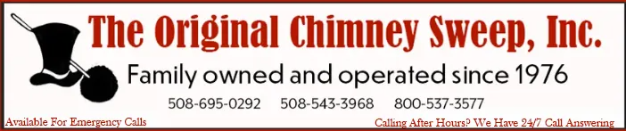 Logo for "The Original Chimney Sweep, Inc." with a chimney sweep hat and the company's phone numbers.