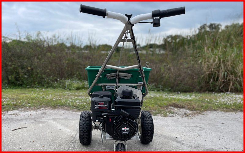 Hybrid fertilizer spreader rear view