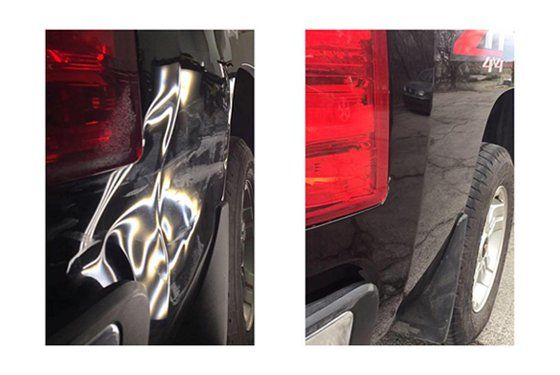 Before and after car dent repair