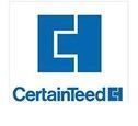 A blue and white logo for a company called certainteed.