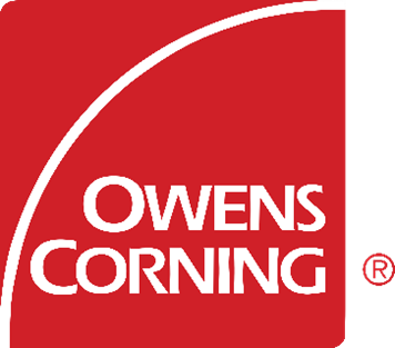 The owens corning logo is red and white