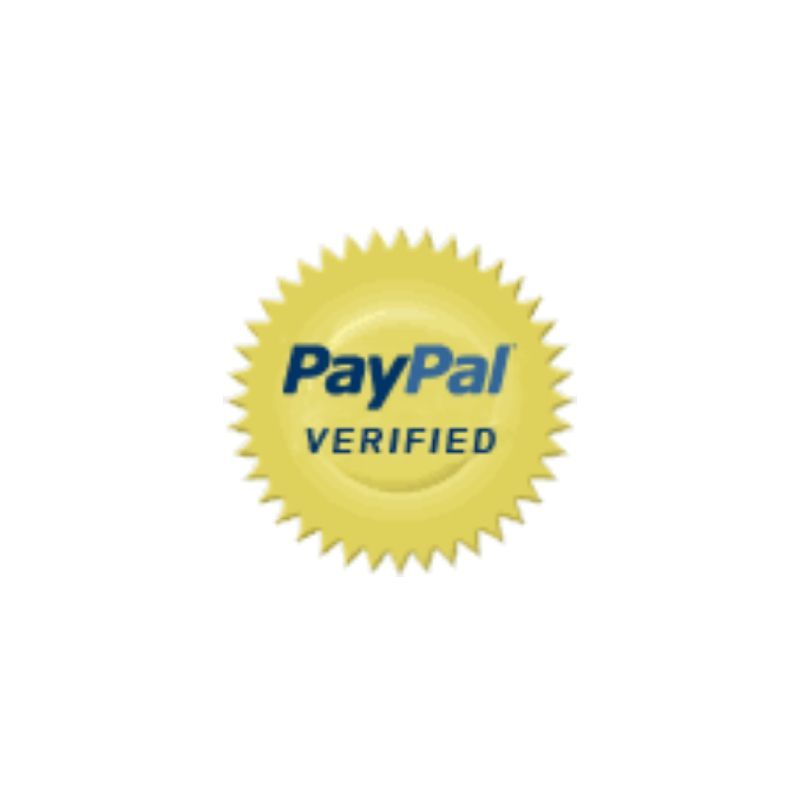 Yellow PayPal Verified badge logo on a white background