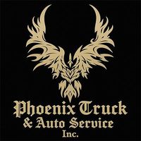 Gold phoenix logo with text “Phoenix Truck & Auto Service Inc.” on a black background