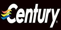 A Century logo with a rainbow of colors on a black background.