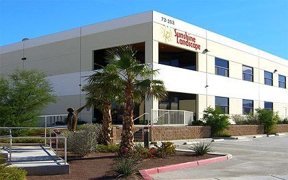 A large building with the word landscape on it