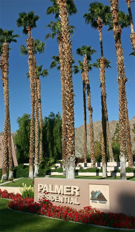 Palmer residential sign with palm trees in the background