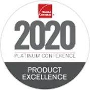 2020 Platinum Conference Product Excellence award badge with red logo and gray text