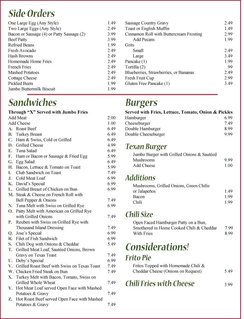 Union Station Diner Menu | New Braunfels, TX