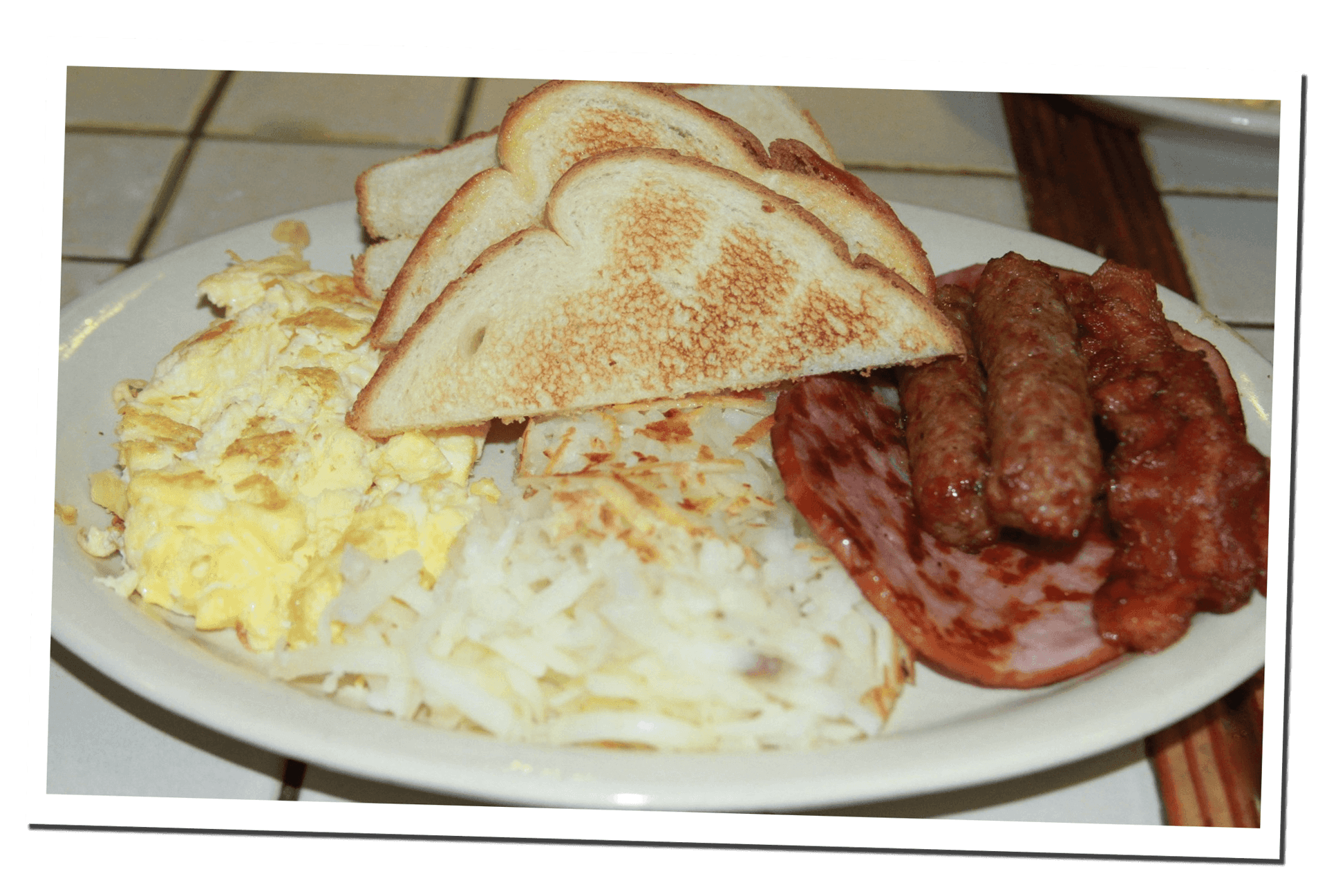 Bread bacon and sausage