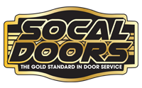 SoCal Doors logo in gold and black with the tagline "The Gold Standard in Door Service."