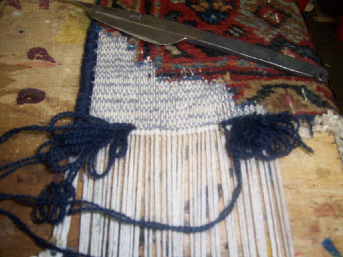 kilim weaving in process