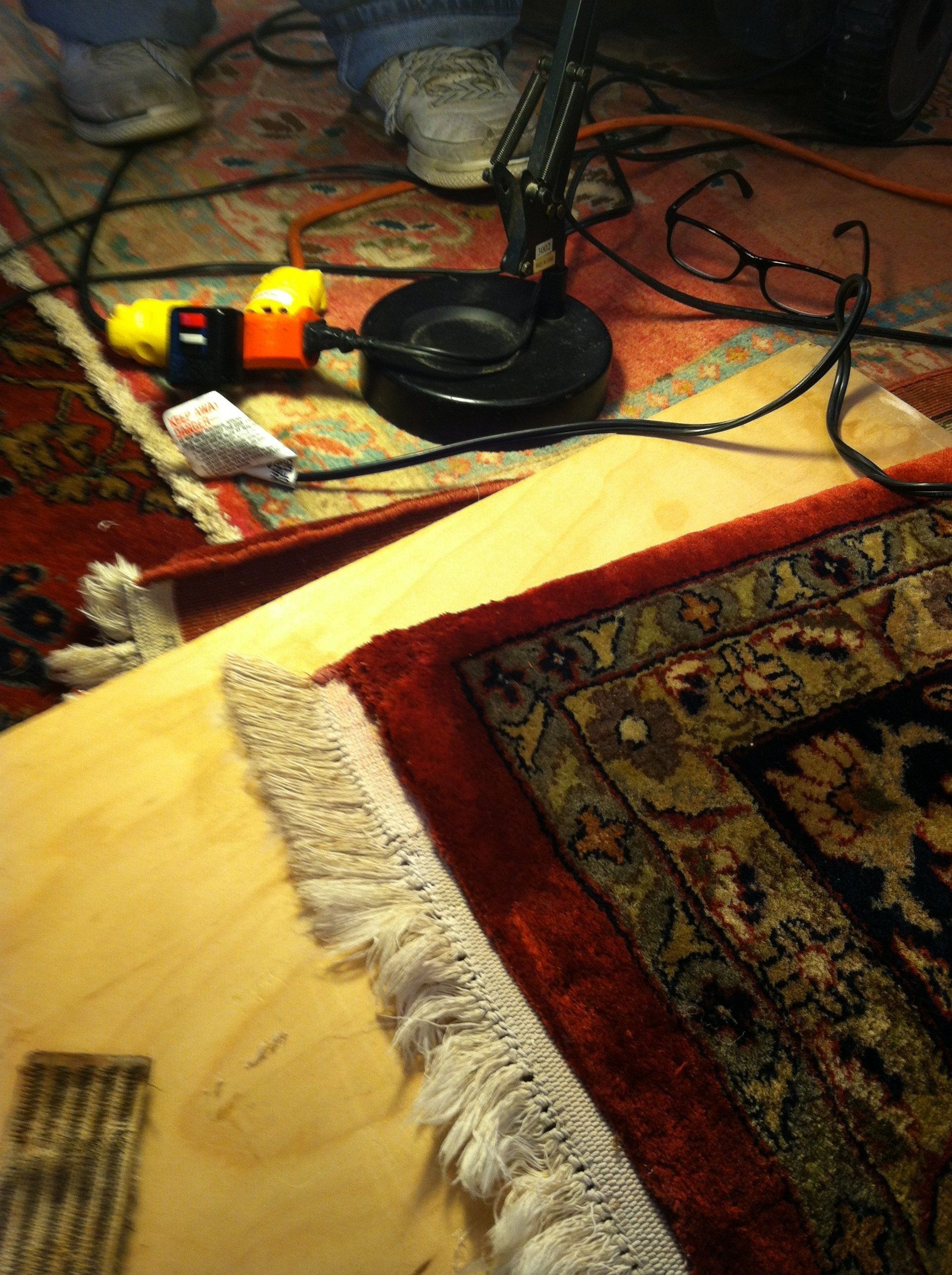 rug repair in process
