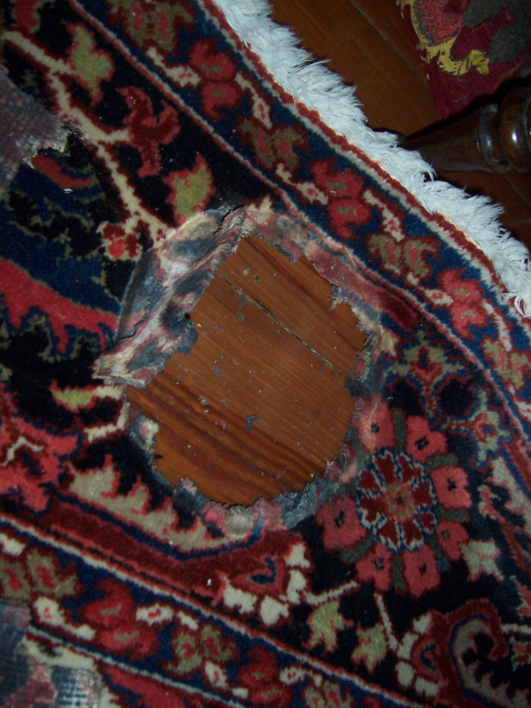 rug reweaving in progress