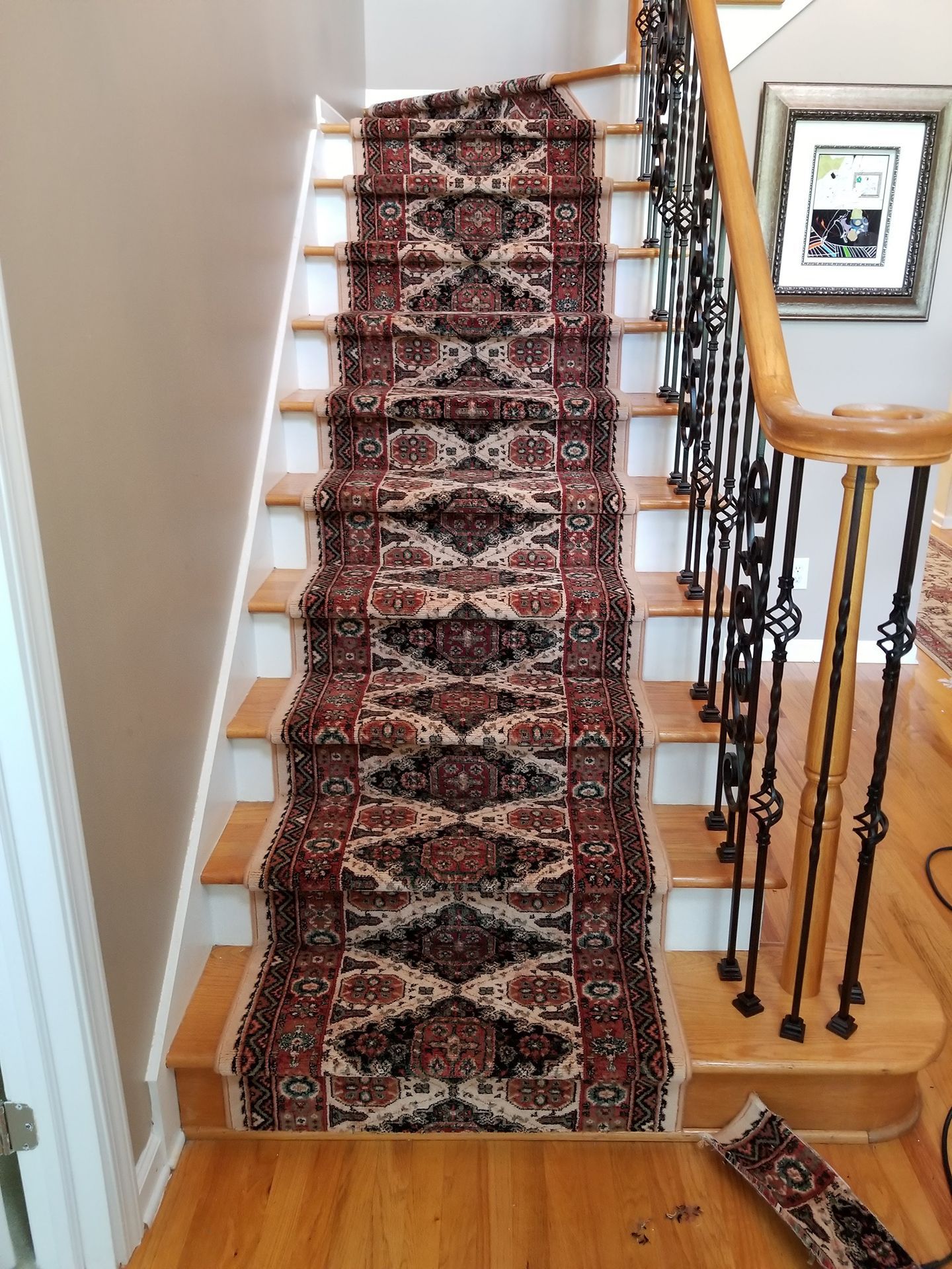 Brown rug installation