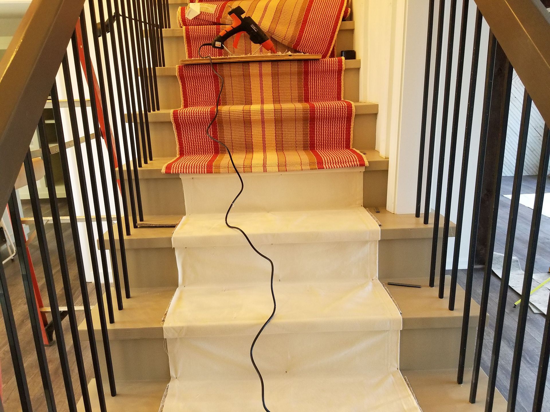 Red & brown stripe floor runner