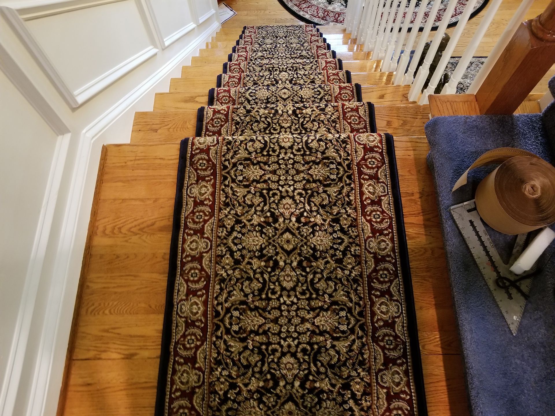 Black & red oriental print floor runner