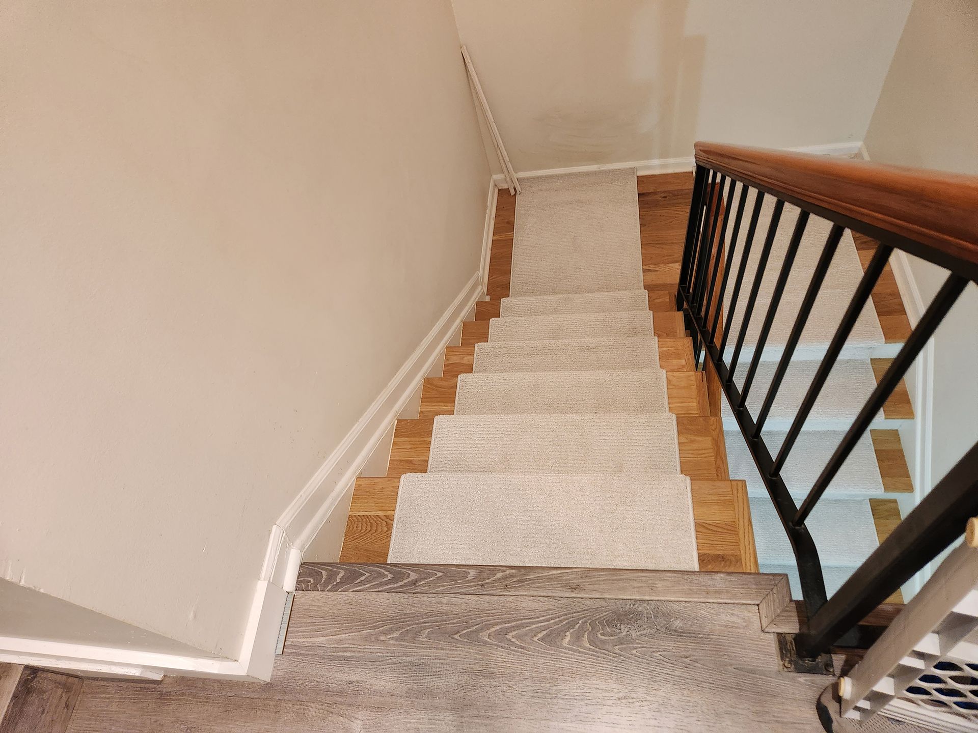 Newly installed white floor runners