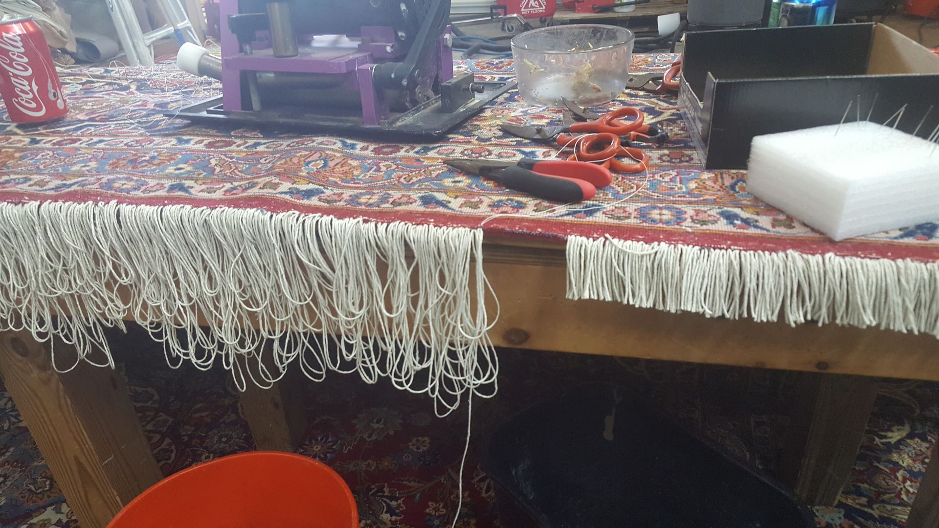 red rug fringe repair