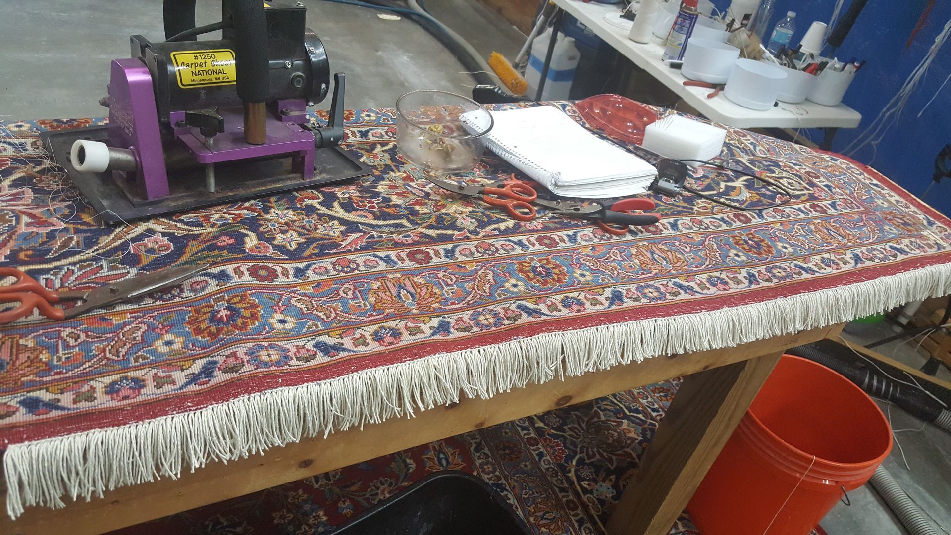 after repairing the rug fringe