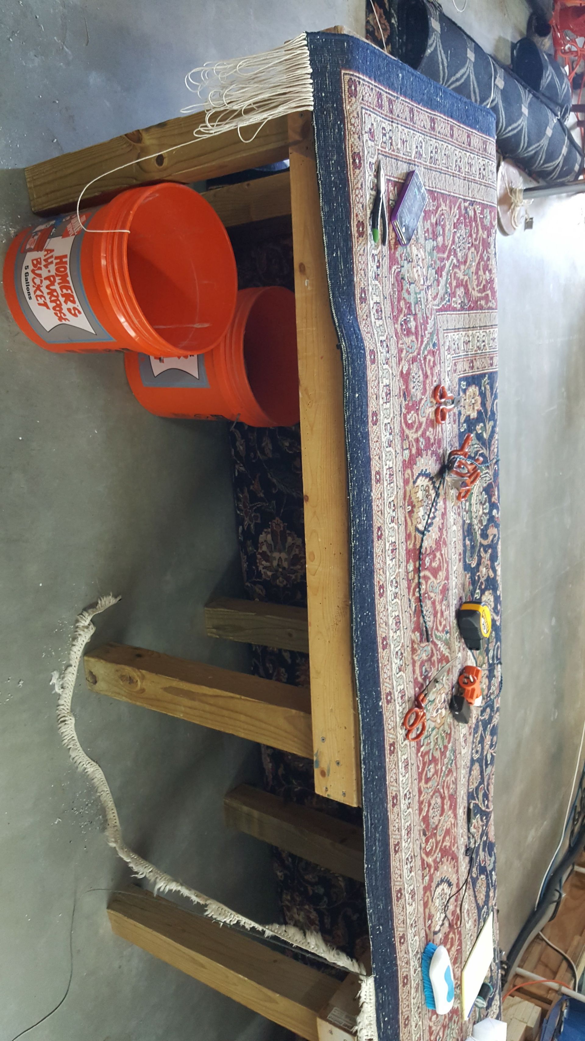 blue rug without fringes