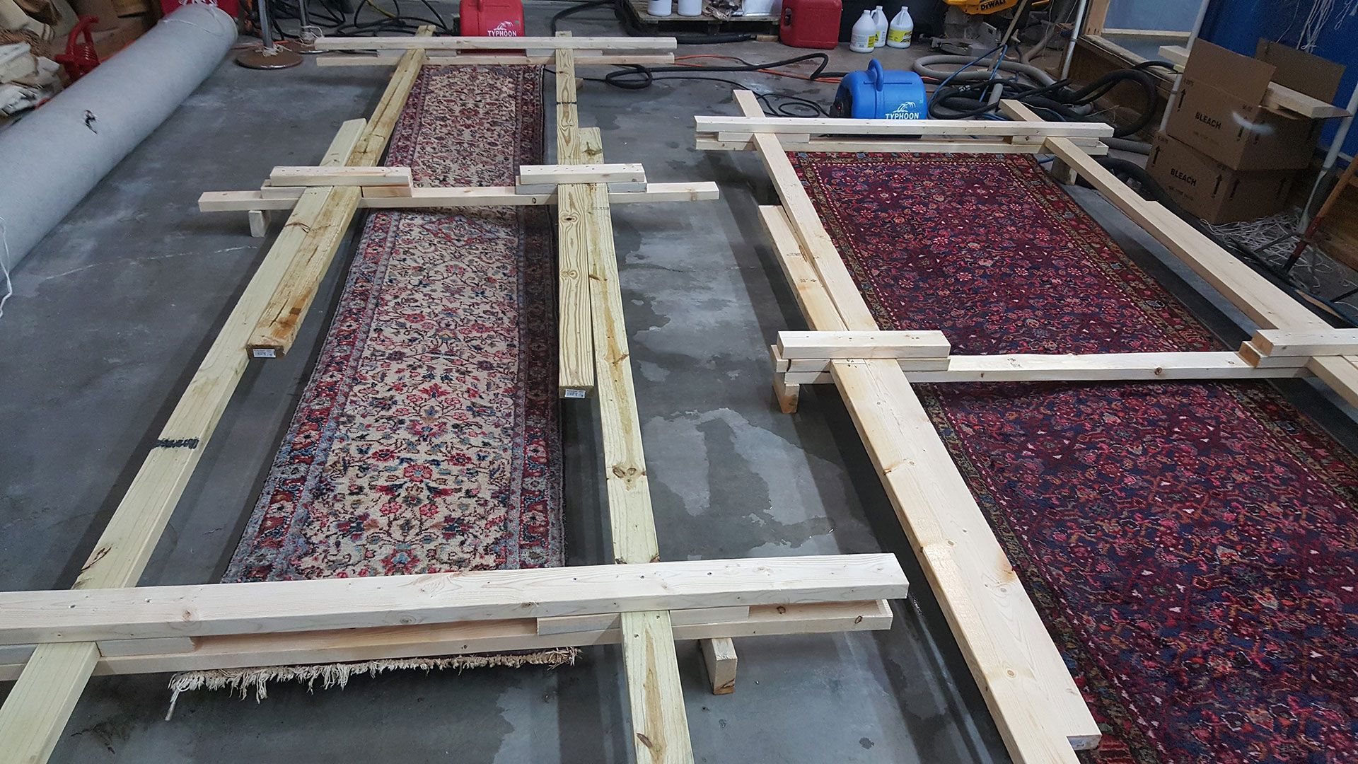 rugs drying