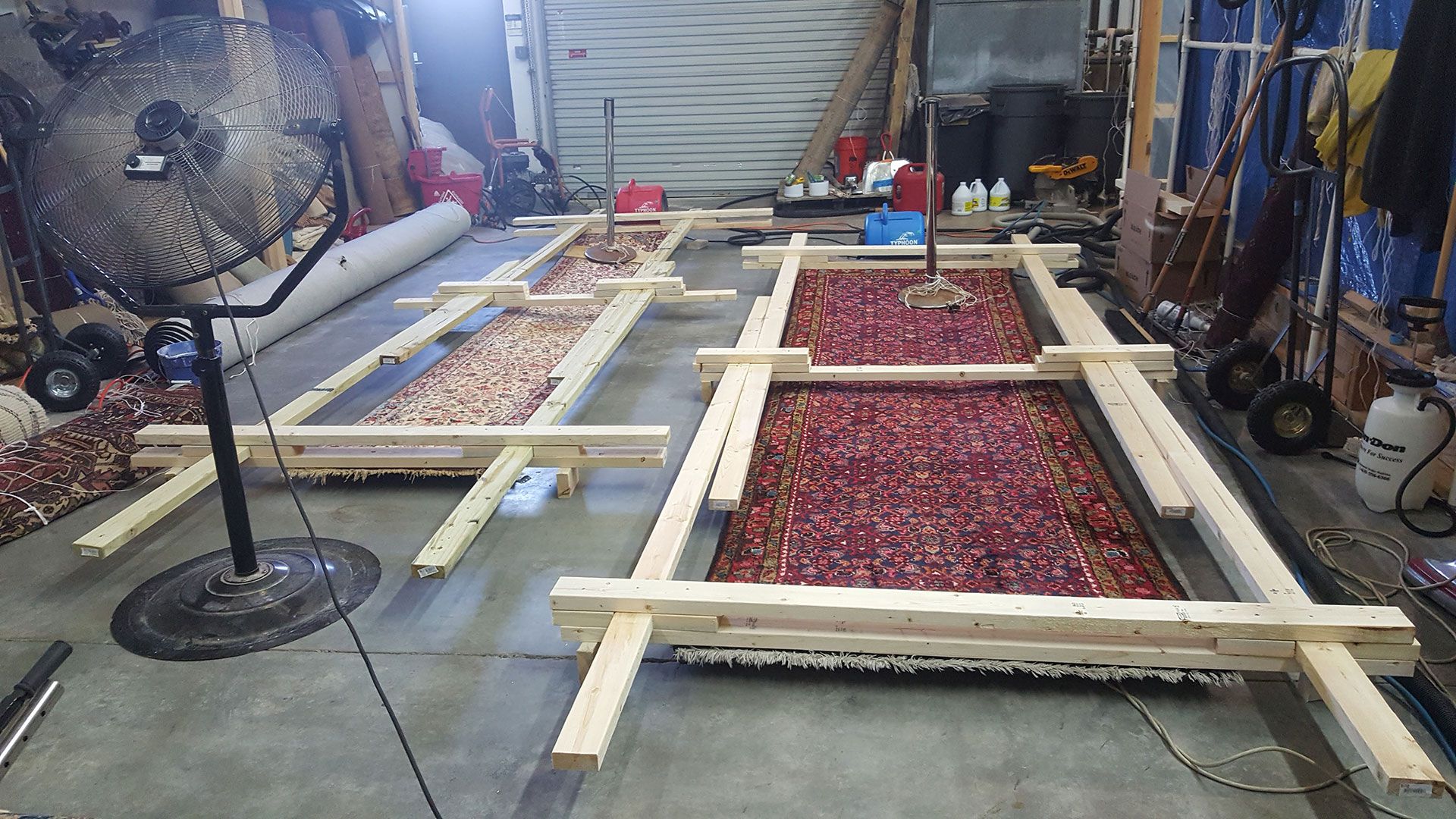 rugs during drying process
