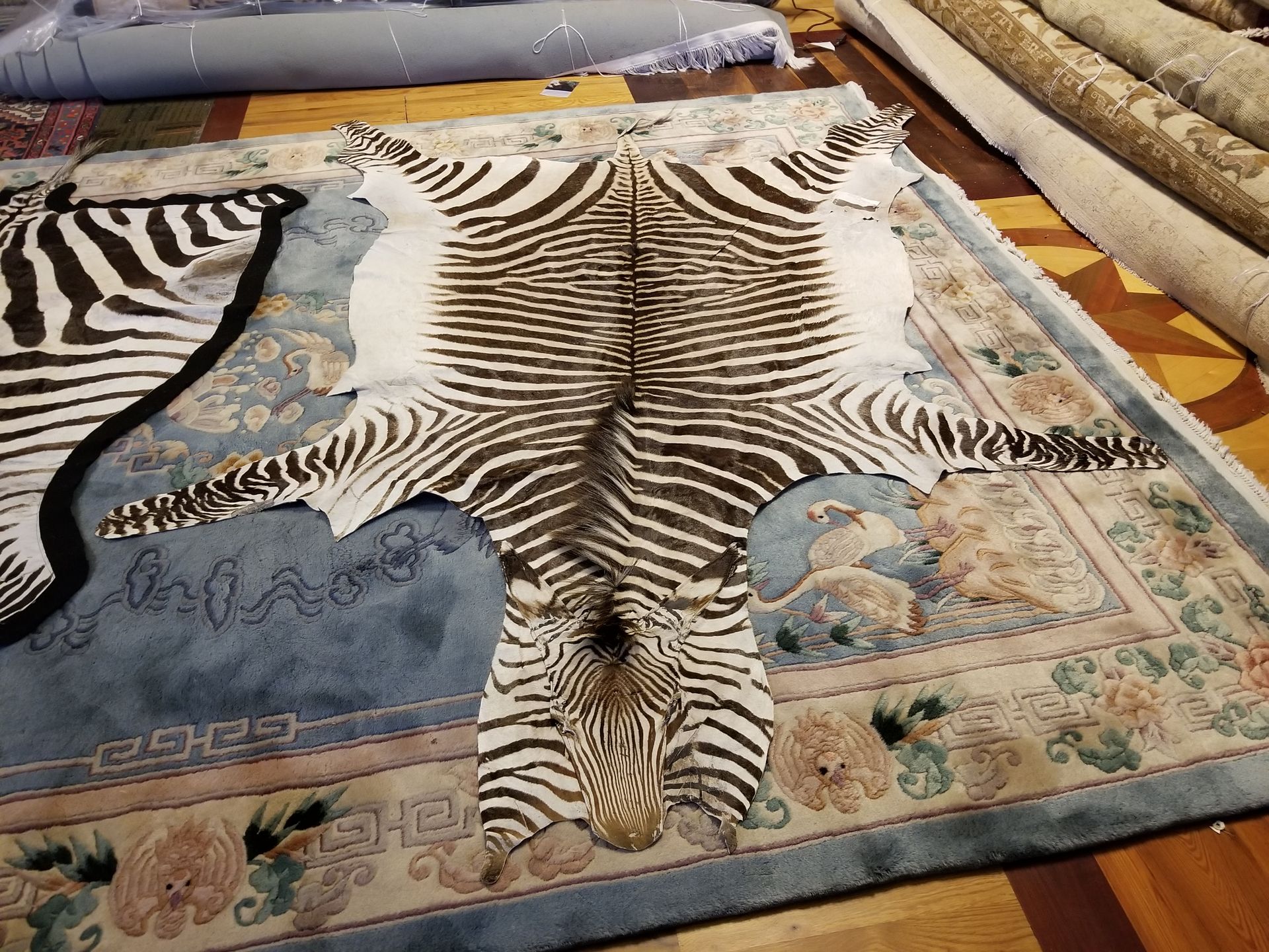 zebra-print rug
