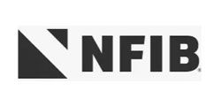 NFIB logo with bold black letters and a stylized black triangle icon on a white background