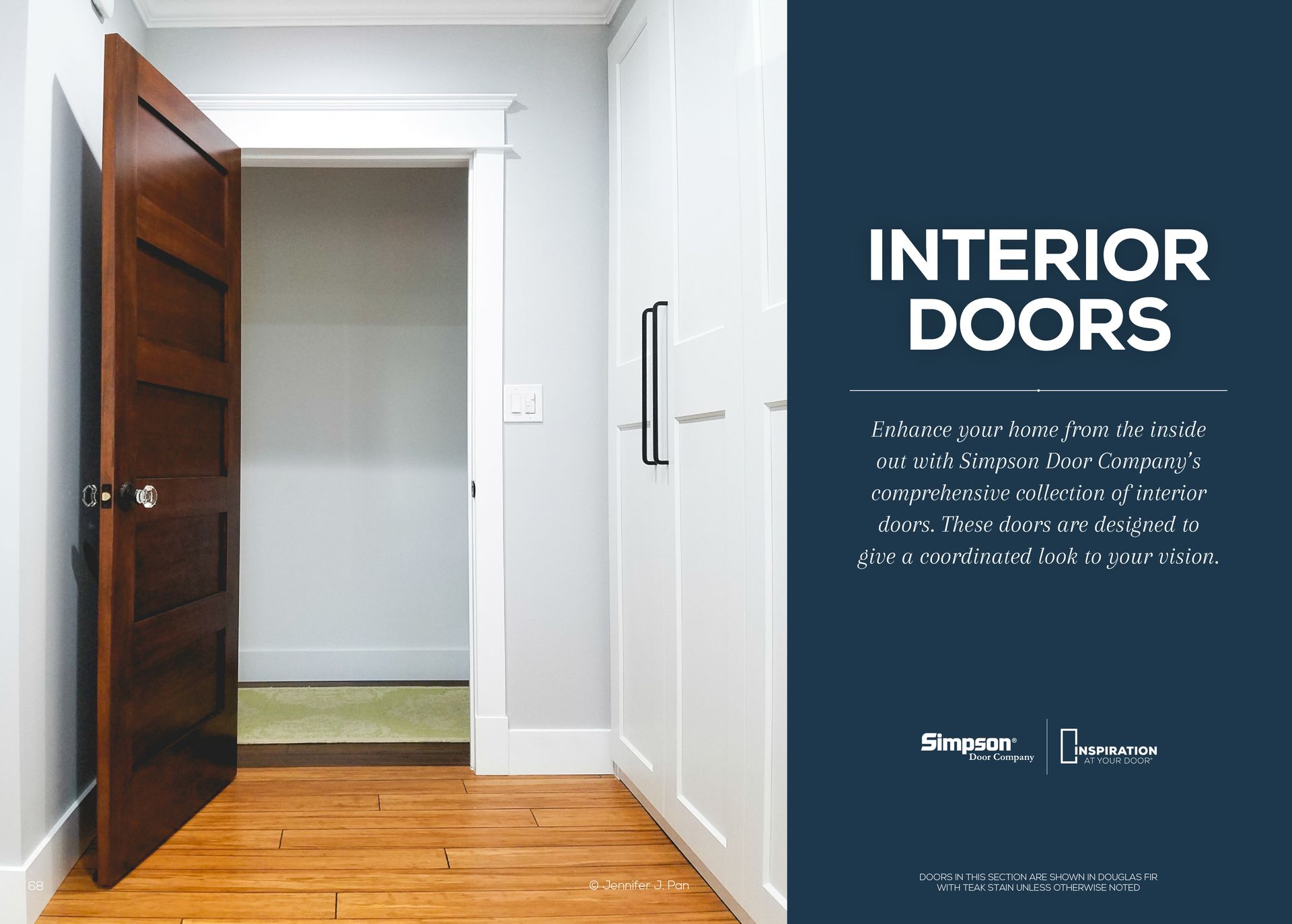 Masonite interior door in a room with white furniture.