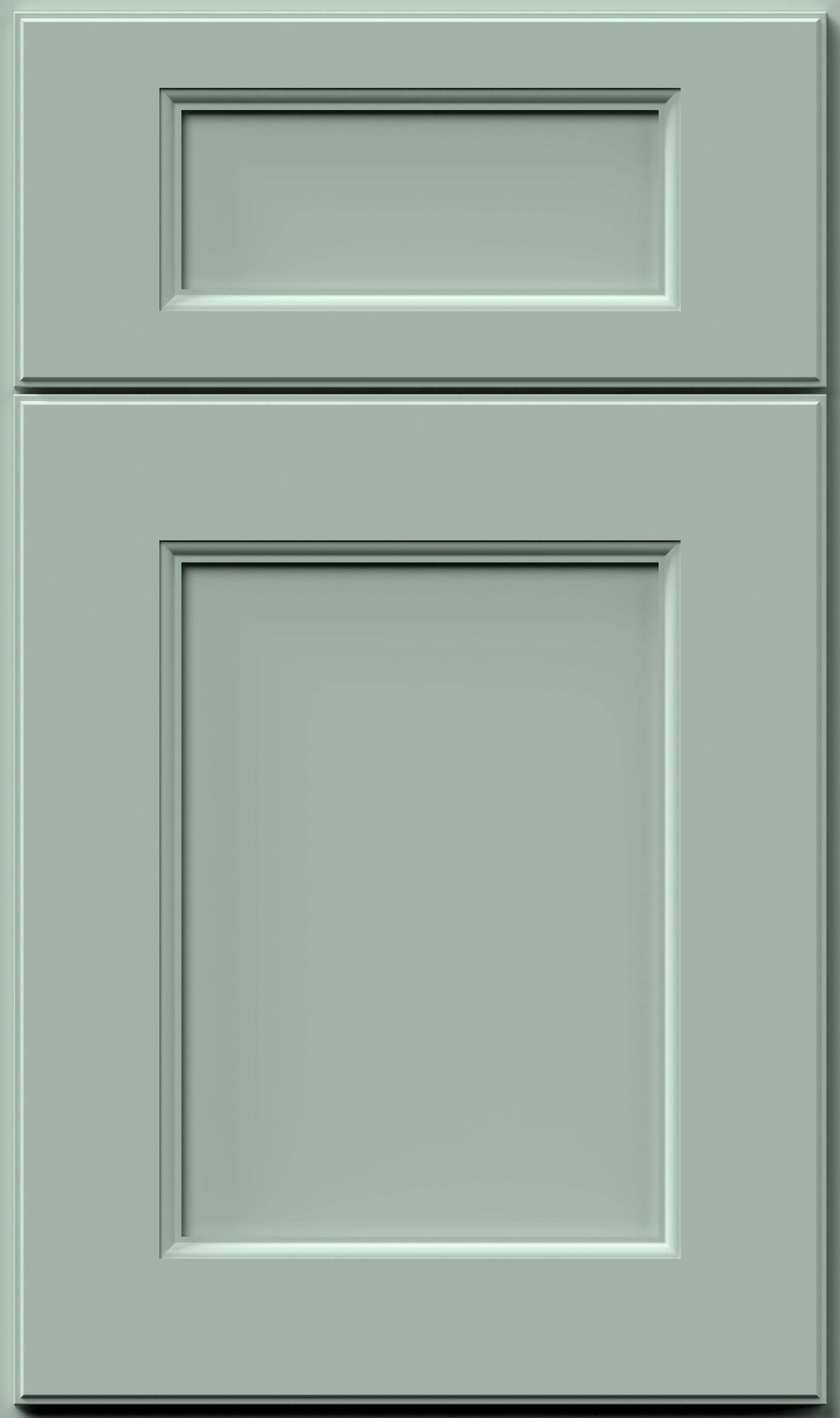Gray cabinet drawer and door front with recessed panels